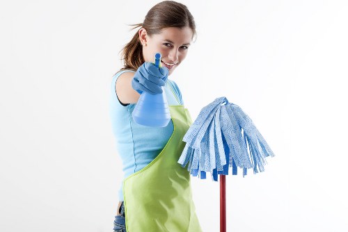 Person vacuuming a mattress for surface cleaning