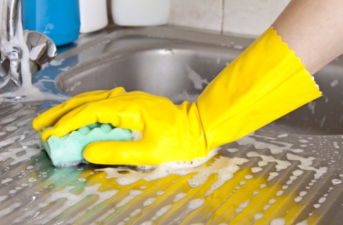 Turnover cleaning supplies prepared for an Airbnb property