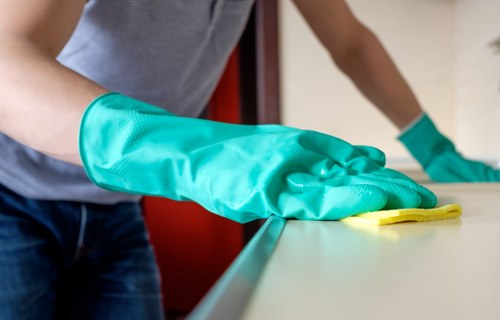 Close-up of streak-free glass after professional window cleaning
